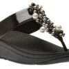 Deco Black Pearlized Patent Faux Leather Thong Sandal