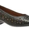 Rashida Navy Perforated Leather Low Heel Pump