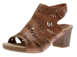 Josef Seibel Sunny 02 Nut Brown Perforated Cutout Leather Heel Sandal