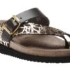 Mephisto Helen Mix Black Gold Graphic Leather Thong Sandal