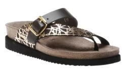 Mephisto Helen Mix Black Gold Graphic Leather Thong Sandal