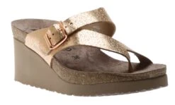 Mephisto Tyfanie Copper Leather Slip-On Wedge Heel Sandal