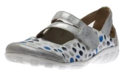 Remonte Space White Silver Blue Dot Cutout Mary Jane Flat Shoe