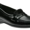 Easier Black Leather Slip On Wedge Loafer