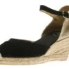 Toni Pons Lloret Black Suede Espadrille Wedge Sandal