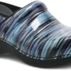 Dansko XP 2.0 Teal Striped Patent Leather Clog