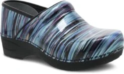 Dansko XP 2.0 Teal Striped Patent Leather Clog