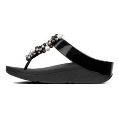 Deco Black Pearlized Patent Faux Leather Thong Sandal -Remonte Shop fitdeco01a