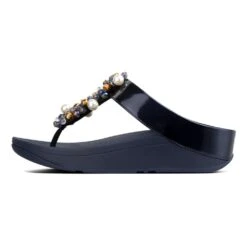 Deco Midnight Navy Pearlized Faux Leather Thong Sandal -Remonte Shop fitdeco03a
