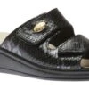Black Snakeskin Slide Wedge Sandal