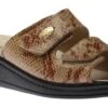 Beige Brown Snakeskin Slide Wedge Sandal