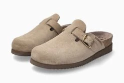 Mephisto Halina Warm Grey Suede Leather Clog -Remonte Shop mephalina07d