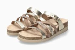 Mephisto Huleda Gold Leather Multi Strap Slide Sandal -Remonte Shop mephuleda13d