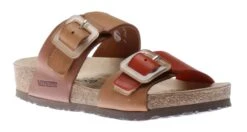 Mephisto Madison Tan Orange Leather Slide Sandal