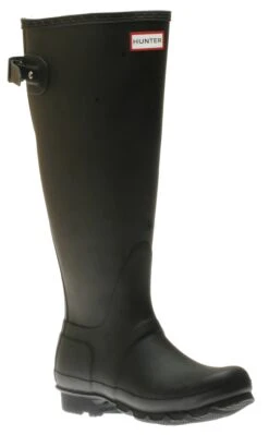 Hunter Women's Black Tall Back Adjustable Rain Boots