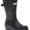 Hunter Women's Black Short Back Adjustable Rain Boots