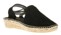 Toni Pons Nuria Black Suede Slip-On Espadrille Flat Sandal