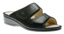 Finn Comfort Jamaica Black Leather Slide Wedge Sandal