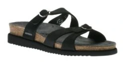 Mephisto Hannel Black Nubuck Leather Slide Sandal