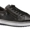 Remonte Ottawa Black Leather Zipper Lace-Up Sneaker