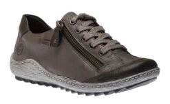 Remonte Ottawa Grey Leather Lace-Up Sneaker