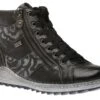 Remonte Ottawa Black Print Lace-Up Ankle Sneaker