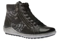 Remonte Ottawa Black Print Lace-Up Ankle Sneaker