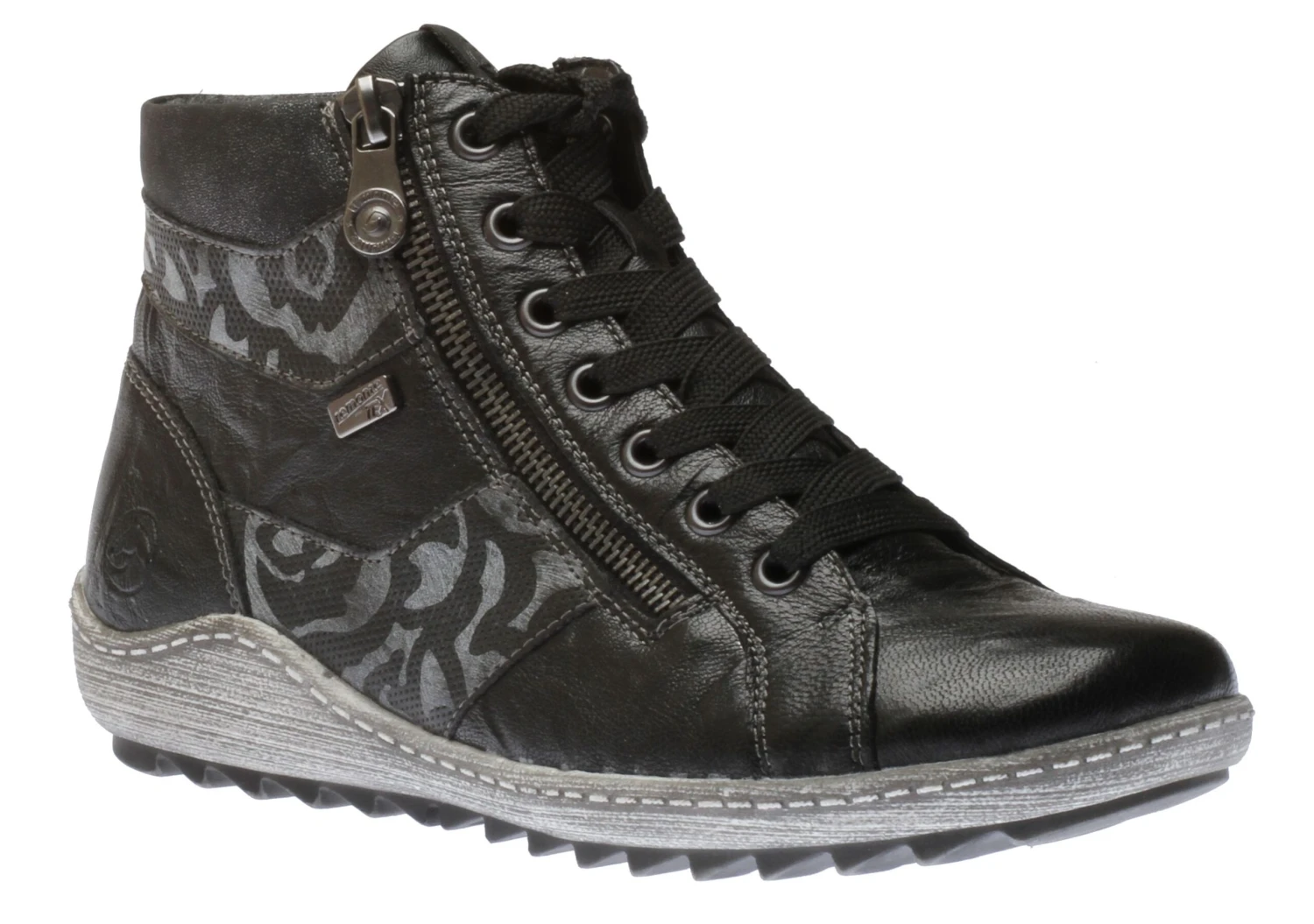 Remonte Ottawa Black Print Lace-Up Ankle Sneaker 1 Remonte Ottawa Black Print Lace-Up Ankle Sneaker