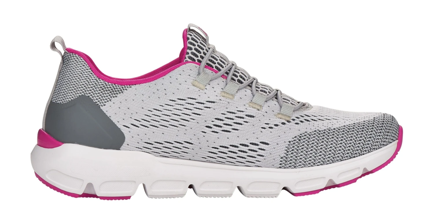 Sportec12 Grey Pink Perforated Slip-On Bungee Sneaker 2 Sportec12 Grey Pink Perforated Slip-On Bungee Sneaker - Image 2
