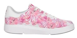 Leinen White Tropical Pink Palm Lace-Up Sneaker