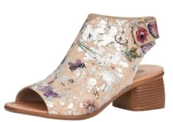 Remonte Odean Beige Metallic Flower Chunky Heel Sandal
