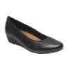 Rockport Judson Black Perforated Leather Wedge Pump