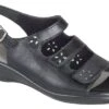 Quatro Black Leather Slingback Sandal