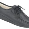 Siesta Black Leather Lace-Up Loafer