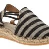 Toni Pons Nancy Black Glitter Stripe Slip-On Espadrille Flat Sandal